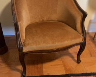 WJ Sloane French Provincial Style Velvet Barrel Chair w Ottoman - Price Per Chair