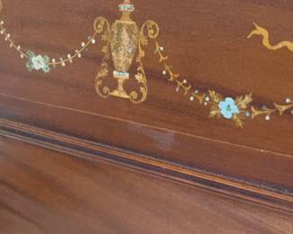 Frame Only! Vintage Inlaid Mahogany Wooden Headboard and footboard