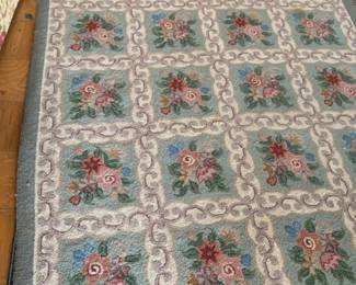 93”x63” Floral Lattice Hooked Area Rug