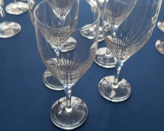 Atlantis Set of 6 Crystal Stemware Wine Glasses with Sunburst Cut Design
