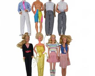 Vintage Barbie & Ken Dolls Assorted Outfits 1980s
