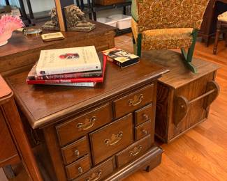 Several chests, nightstands, toy chest, child's rocker