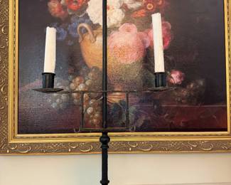 Primitive French Elizabethan adjustable Wrought Iron Candle Holder 