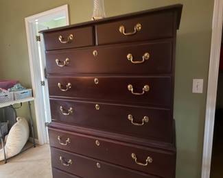 Vintage solid wood highboy - eight drawers