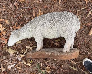 Vintage cast concrete sheep by Carolina Finest - It is old and heavy!