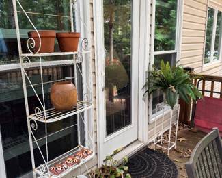 Vintage planters and metal plant stands