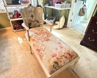 Antique chaise lounge with beautiful fabric