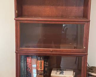 Barrister bookcase: Hale of Herkimer NY stacking barrister bookcase, glass lift-up doors, 5 sections