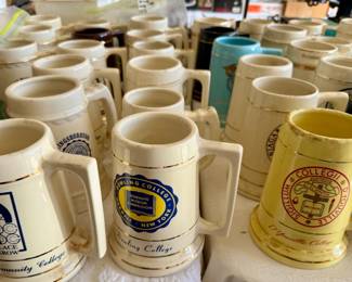 Large collection of collegiate steins 