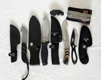 Bear Jaws, Gerber, Buck, Winchester, Schrade, Remington Knives with Sheaths