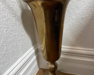 Vintage brass pedestal vase