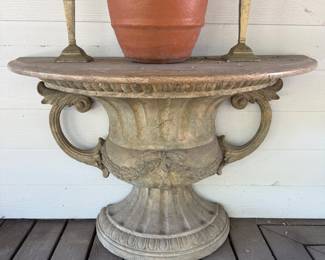 Neoclassical Urn Style Table with Marble Top