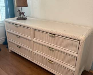 Vintage Wood Dresser with Brass Handles