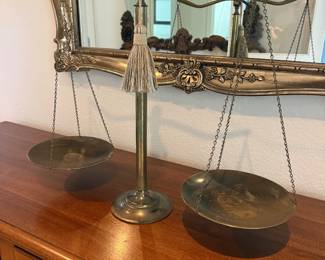 Large Vintage Brass Balance Scale