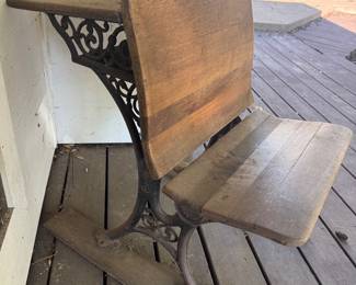 Antique wood and cast iron desk