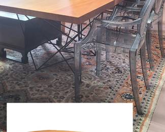 Mid-Century Modern Geometric Wire-Base Dining Table