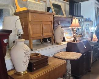 Selection of Vintage Accent Pieces, Small Drop Leaf Table, Country Core Wash Stand