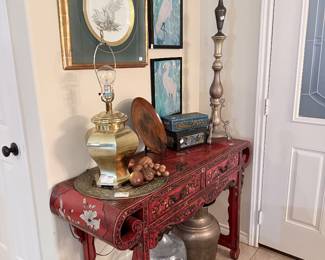 Vintage Inlaid Entry Table 