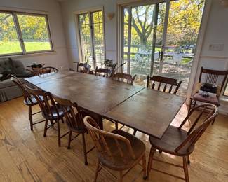 Pine dining table & chairs
