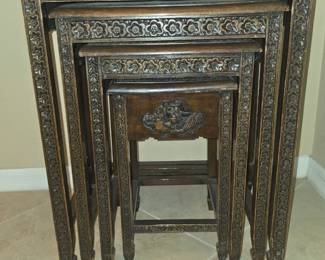 Carved Asian Nesting Tables 