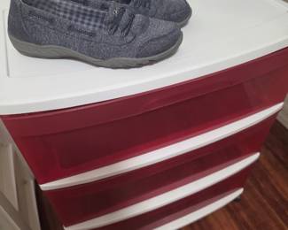 Many Storage bins, shelving available 