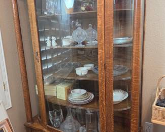 Antique Curio Cabinet with Curved Glass *Available for Pre-Sale *