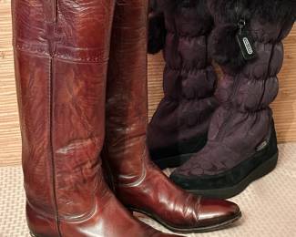 Ladies Lucchese goatskin boots and Coach apres ski boots, size 9.5