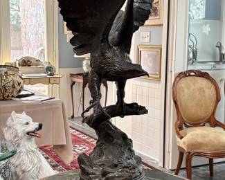 Bronze sculpture titled “Eagle” after French sculptor Jules Moigniez (1835-1894), 20th century.
