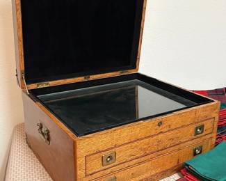 Vintage oak two-drawer display case.