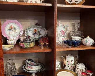 LOTS and LOTS of wonderful vintage/antique china, glass and crystal – Bohemian, Austrian, Nippon, American, and more.