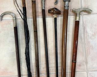 Great collection of 19th century walking sticks.