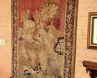European antique style wall tapestry with hunt scene, 20th century.