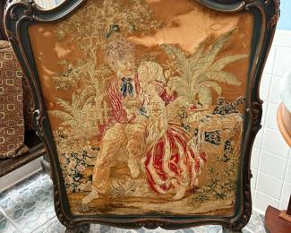 Antique French tapestry fireplace screen, as is.