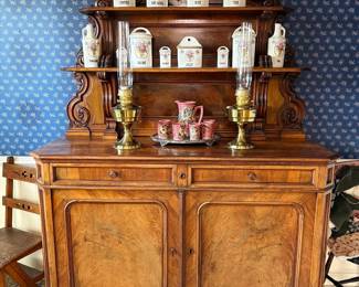 Late 19th century French St. Hubert burled walnut hunt buffet/sideboard.