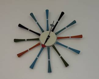 multicolored mid-century modern clock 
