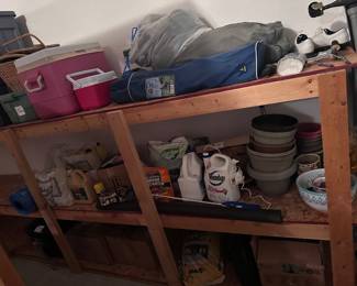 Coolers and gardening supplies
