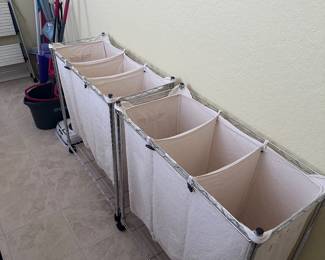 Rolling metal laundry sorter baskets