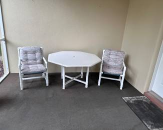 PVC chairs and table 