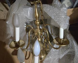 Chandeliers, stand up lamps, shades to