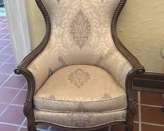 Carved Wood Wingback Accent Chair 41in