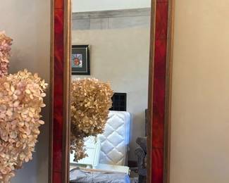 Red Stained Glass Wall Mirror 15 x 35