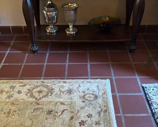 Carved Wood Glass-Top Console