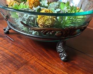Glass Center Bowl with Metal Stand