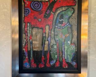 Abstract Dog Painting Framed