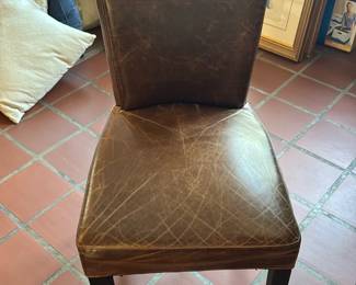 4 Brown Leather Dining Chairs