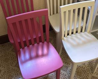 Painted Slat-Back Wood Chairs (4)