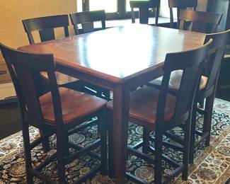 Wooden Dining Table w/ 8 Chairs