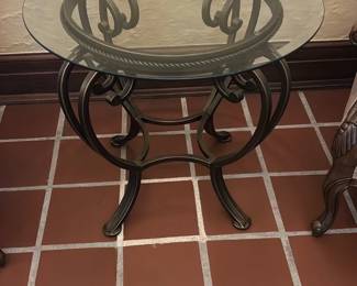 Glass Top Wrought Iron Side Table