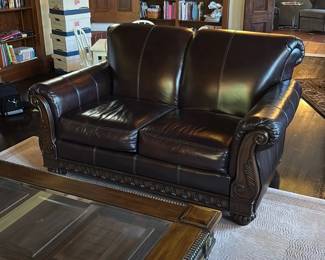 Leather Rolled Arm Loveseat