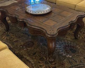 Carved Wood Scalloped Coffee Table